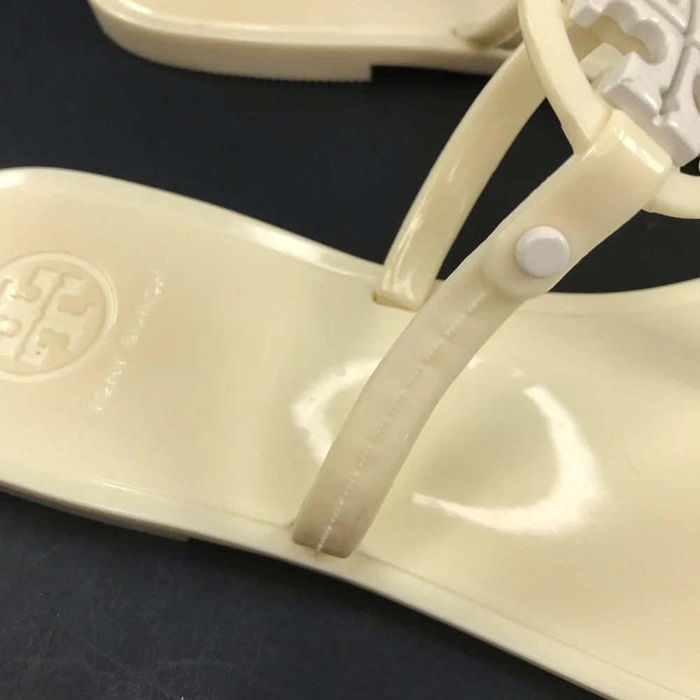 Tory Burch Women's Size 7 Mini Miller Flat Thong Jelly Sandals Cream Off White